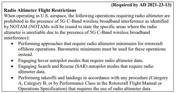 Radio Altimeter Flight Restrictions 2